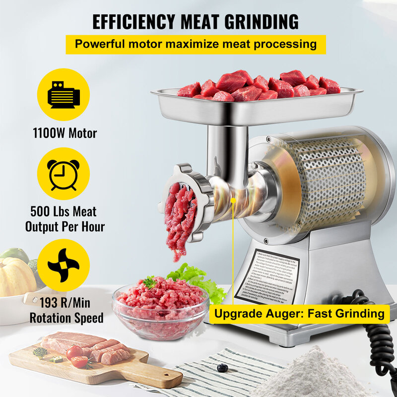 VEVOR 122 كجم/ساعة 250 كجم/ساعة الكهربائية اللحوم المفرمة المروحية الثقيلة الغذاء المعالجات أجهزة المطبخ آلة طاحونة التجارية