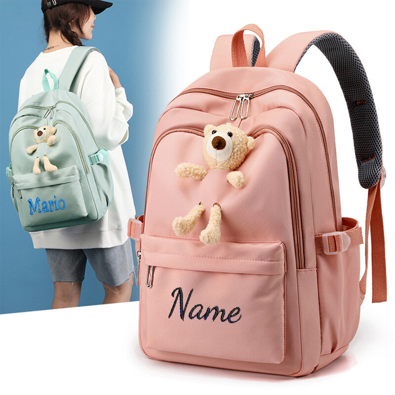 حقيبة ظهر للطلاب مع الاسم ، حقيبة مدرسية بسيطة ذات سعة كبيرة ، تطريز شخصي ، حقيبة ظهر مدرسية الإعدادية متعددة الاستخدامات ، جديدة
