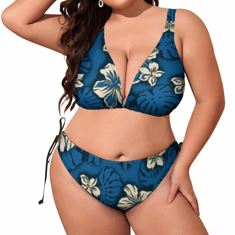ملابس السباحة المطبوعة بالأزهار مع وسادة الصدر ، نمط هاواي ، مخصص ، مقاس كبير ، ملابس السباحة للصيف