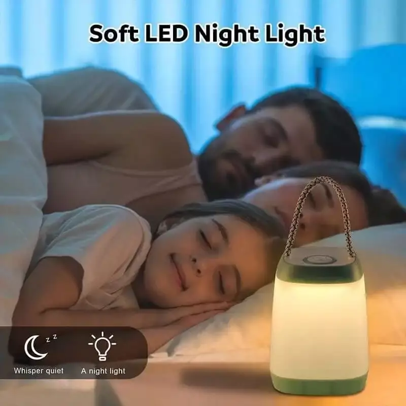 مصباح ليلي مع بطارية قابلة للإضاءة ، مصباح تخييم LED يعمل بالطاقة ، مثالي لغرفة النوم ، 3 أوضاع إضاءة ، عبوة 2