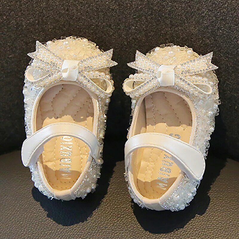 الأولى ووكر حذاء طفل فتاة Bowknot الأحذية واحدة اللؤلؤ عيد ميلاد الحاضر الأميرة فتاة صغيرة حذاء طفل أطفال أحذية الزفاف