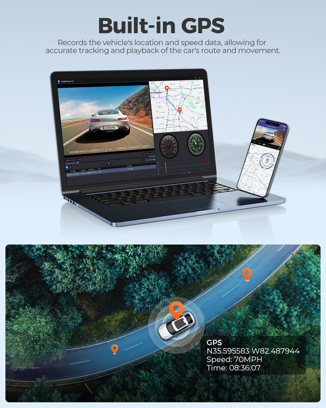 Azdome-M550 برو سيارة DVR داش كام ، 5.8GHz ، واي فاي ، 3.19 "IPS ، 2 أو 3-قناة داش كام ، نظام تحديد المواقع ، للرؤية الليلية ، المزدوج 4K ، 1080P وقوف السيارات