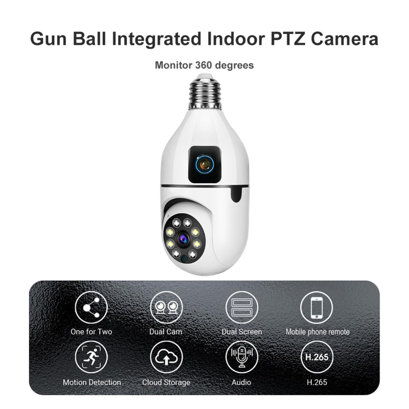 كاميرا مراقبة ذكية صغيرة للرؤية الليلية بالأشعة تحت الحمراء ، CCTV ، WiFi ، CCTV ، P ، IP ، 4K ، درجة ، E27 ، لمبة ، V380 Pro