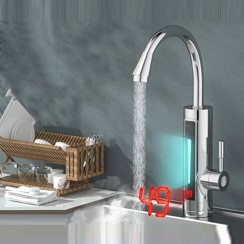 الفولاذ المقاوم للصدأ سخان المياه الكهربائية عرض درجة الحرارة المطبخ Tankless لحظة صنبور الماء الساخن 3300 واط