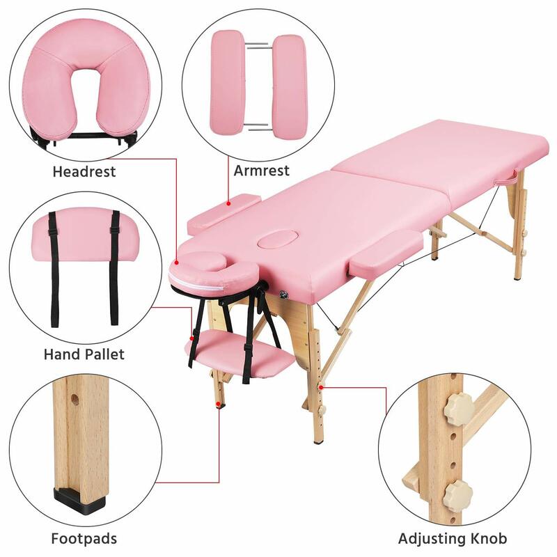 Yaheetech-سرير سبا خشبي محمول قابل للطي ، طاولات تدليك احترافية ، مهد ارتفاع قابل للتعديل ، سرير وجه للصالون ، طاولتان ، 84 بوصة