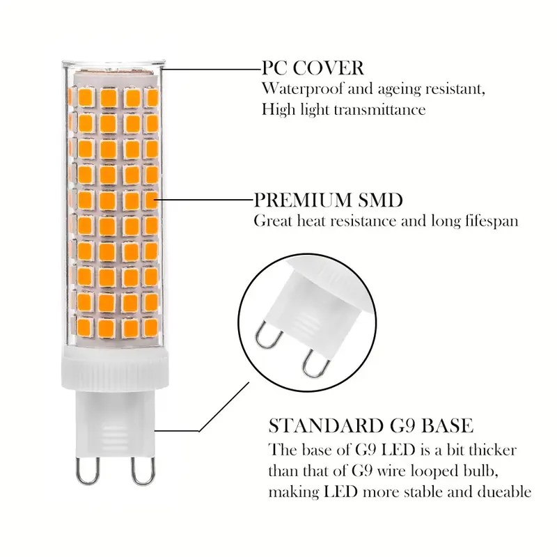 10 واط 1100LM G9 LED AC100V-265V لا وميض 124 المصابيح SMD2835 قطعة السيراميك الثريات ضوء أبيض دافئ الأبيض الإضاءة LED مصباح