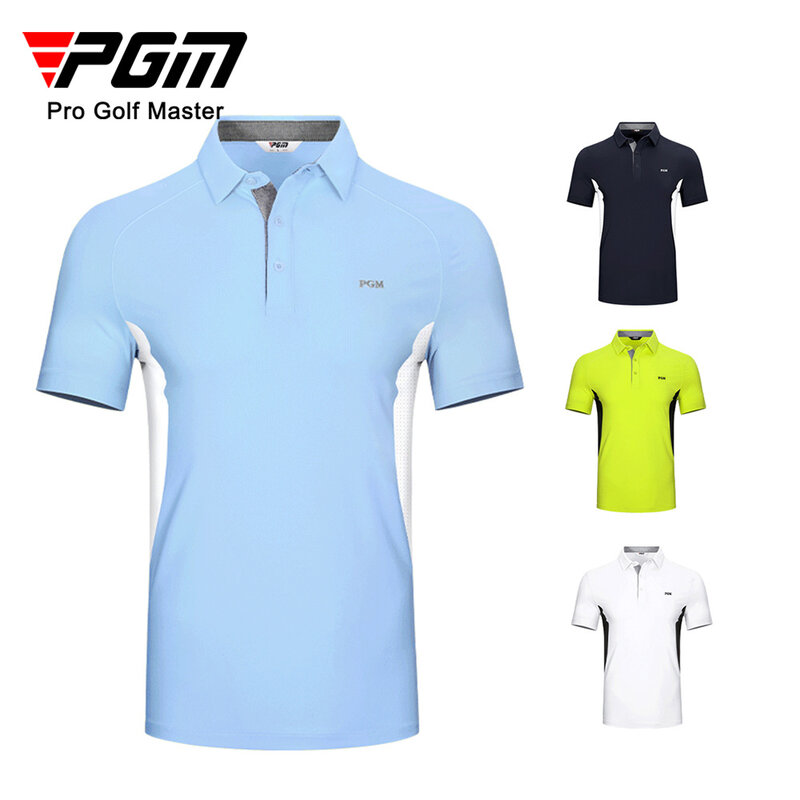 PGM الرجال الغولف تي شيرت الصيف سريعة الجافة تنفس الذكور مخطط طباعة الرياضة قصيرة الأكمام قمصان YF399