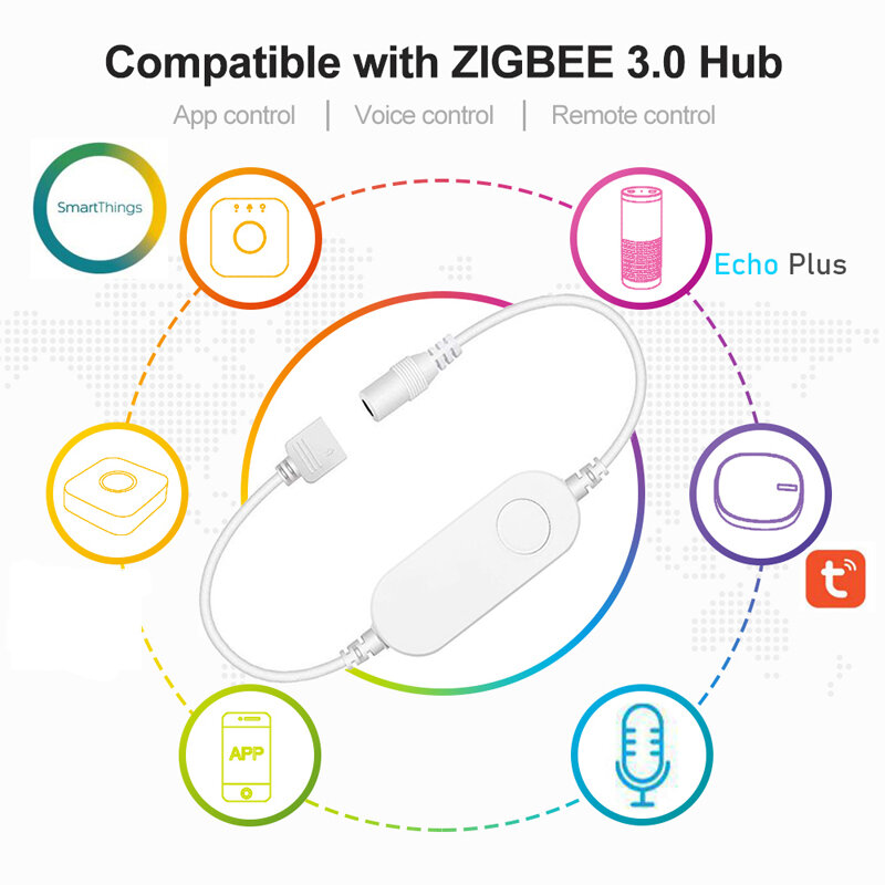 زيجبي 3.0 الذكية LED تحكم DC12V 5 متر 10 متر 5050 RGBW RGBWW LED شريط إضاءة ليد مرنة قطاع تويا التطبيق ل smartarts اليكسا