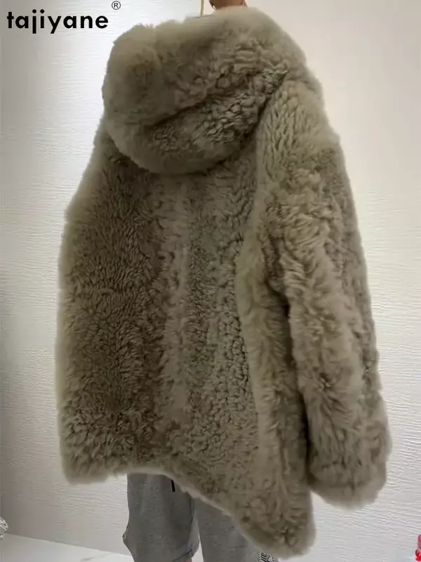معطف فرو من الصوف التقليد الطاجيكي للنساء ، سترات شتوية كورية ، ملابس دافئة بقلنسوة ، موضة ، 2023