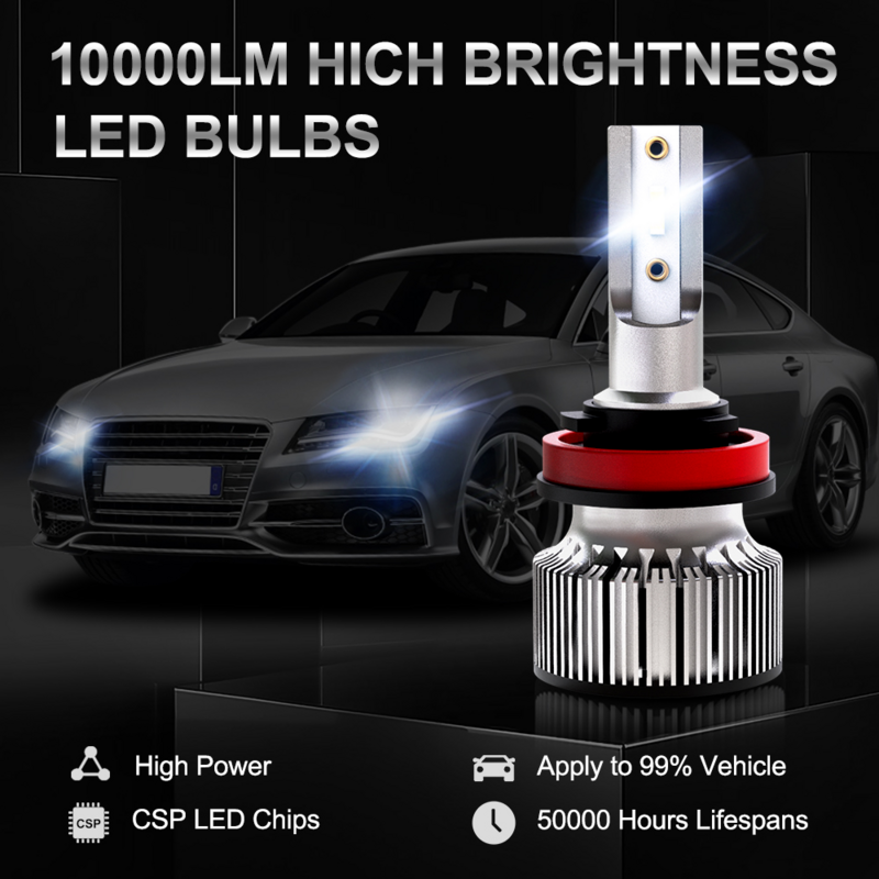 Bevinsee H7 H4 H11 LED العلوي HB3 9005 HB4 9006 مصابيح كهربائية على سيارات 10000LM 6000K 12 فولت 9012 H8 H9 LED كشافات لمبات للسيارات