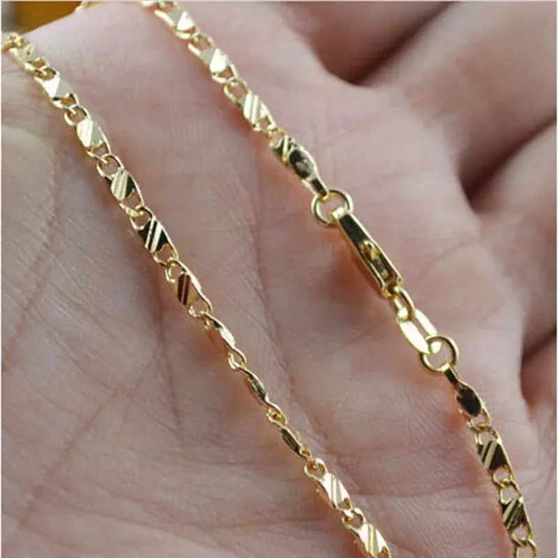 18K الذهب شغل قلادة للنساء والرجال ، رائعة سلسلة مجوهرات مقلدة ، حجم 16-30 "، وتجارة الجملة
