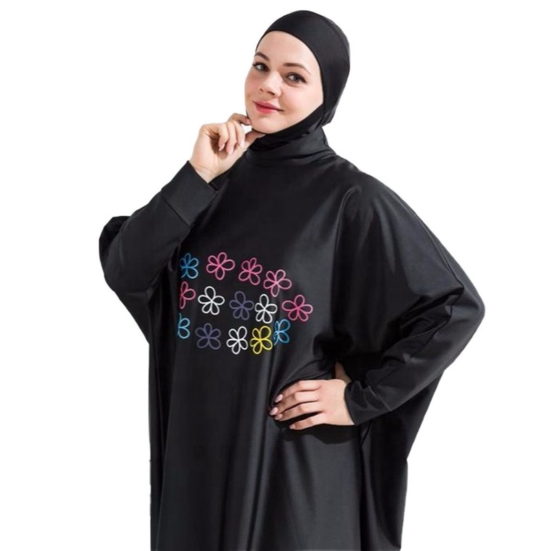ملابس السباحة امرأة مسلمة ، 3 قطعة ، الطباعة ، الطباعة ، الحجاب ، طويلة الأكمام ، الرياضة ، بوركيني ، ملابس الشاطئ