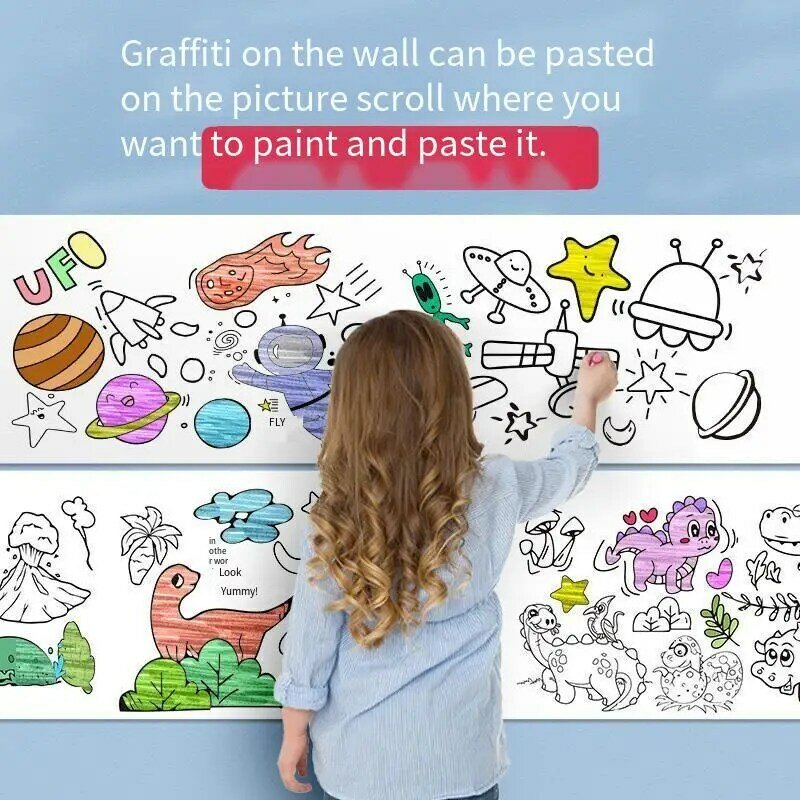 الأطفال التعليمية الكتابة على الجدران التلوين سوبر صورة طويلة التمرير الطفل هدية قماش لا القذرة الجدار يمكن التمسك الجدار لعبة