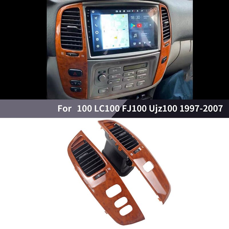 لوحة القيادة الداخلية للسيارة ، مجموعة إطار التهوية ، تويوتا لاند كروزر 100 LC100 UJZ100 FJ100 1997-2007 ، حبوب الخشب