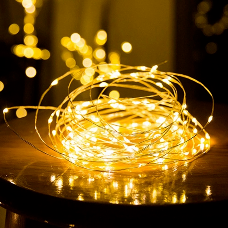 5/10/20/30M LED الجنية ضوء صغير عيد الميلاد ضوء خيط سلك نحاسي ضوء الليل مصباح مقاوم للماء لحفل زفاف عيد الميلاد جارلاند
