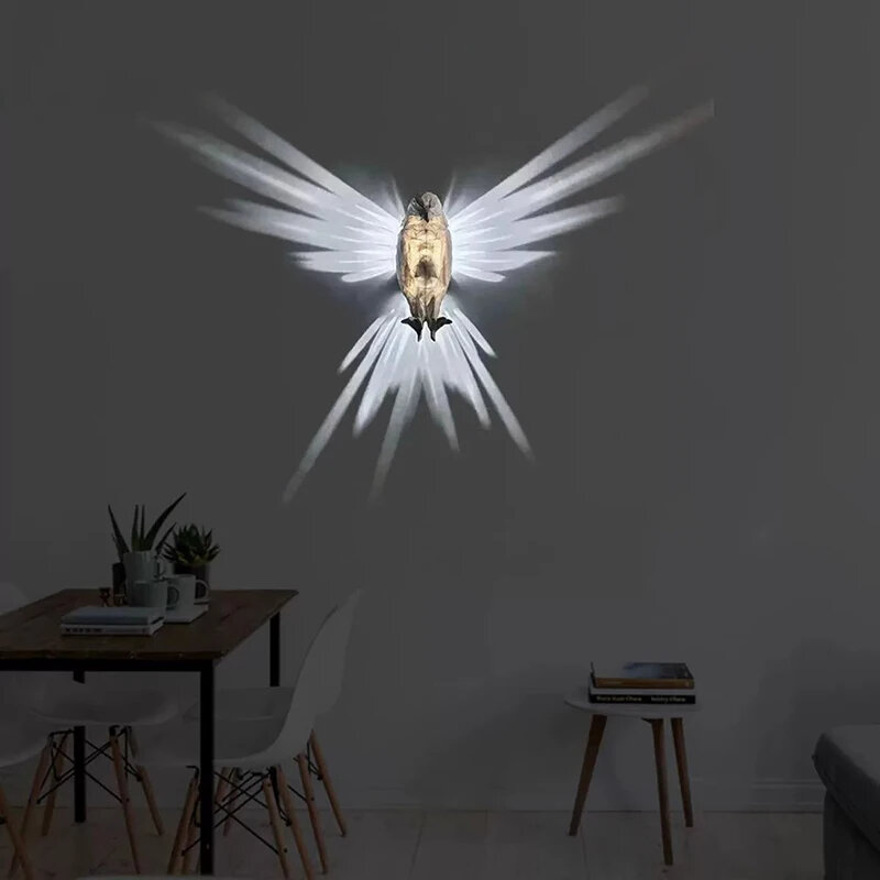 مصباح حائط بطباعة ثلاثية الأبعاد للطيور ، بومة ، شكل نسر ، جهاز عرض ، جو إبداعي حديث ، ضوء شمعدان ، إضاءة حيوان للجسم بريق