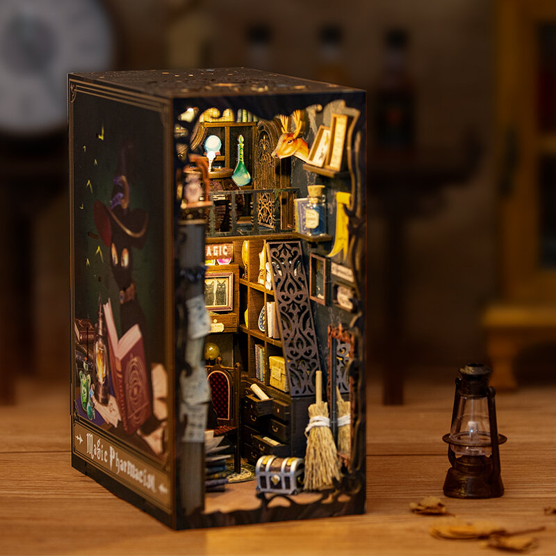 CUTEBEE كتاب عدة زاوية بيت الدمية مع ضوء فراشة ثلاثية الأبعاد Booknook لتقوم بها بنفسك الأبدية مكتبة رف الكتب إدراج نموذج لعبة هدية الأفكار
