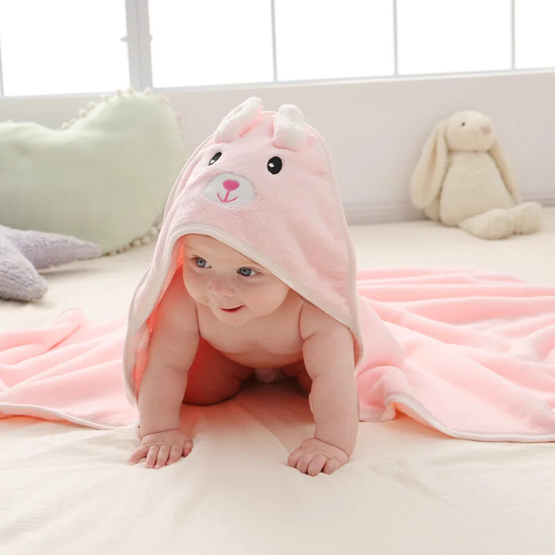 رنول حمام بغطاء للرأس للأولاد والبنات ، من عمر 0-3 سنوات ، منشفة صلبة ، بطانية ، تصميم حيوانات ، قماط ، حمام لحديثي الولادة ، فراش أطفال ، 105 × 105 سم