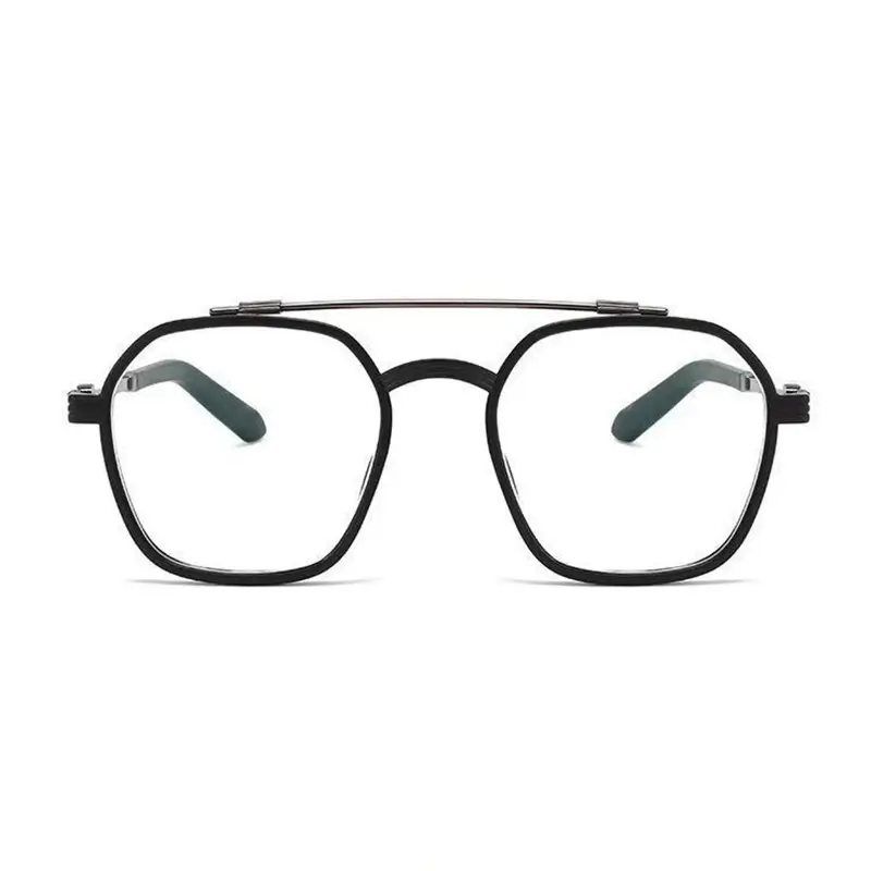 نظارات قصر النظر المربعة ذات الشعاع المزدوج العصرية للرجال والنساء نظارات طبية مضادة للضوء الأزرق الشفاف-1.0