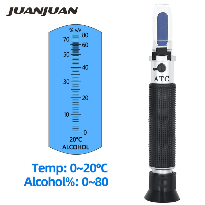 جهاز قياس الكحول المحمول باليد مقياس إنكسار البيرة جهاز اختبار الكحول 0-80% جهاز قياس الكحول المحمول دليل قابل للتعديل ATC