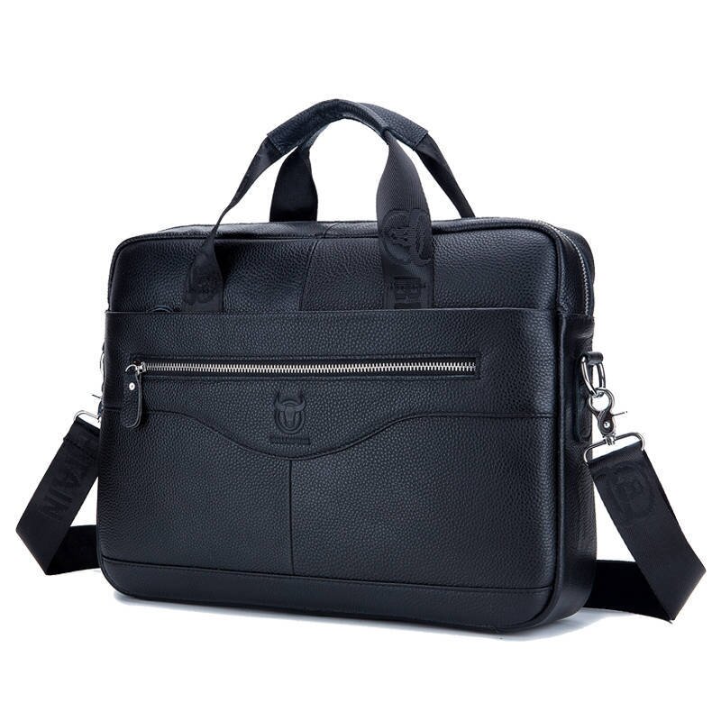 حقيبة جلدية أصلية للرجال ، حقائب كتف ، حقيبة يد للعمل المكتبي ، حقيبة كمبيوتر محمول 14"