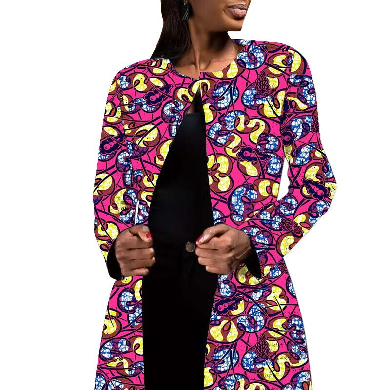 وصل حديثا المرأة السترة سترة عادية أنقرة موضة التصميم الأصلي الأفريقي طباعة سترة معاطف قصيرة ملابس خارجية
