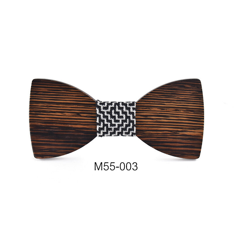 New Men's Solid Color Wood Bow Stripe Dot Popular Wooden Casual Bowtie Handmade Skinny Lattice Bussiness Wedding Tie Butterfly