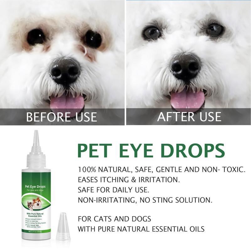 سائل تنظيف عيون الحيوانات الأليفة مريح للقطط والكلاب ، مزيل البقع ، غير ضار ، فعال ، فعال ، مستلزمات