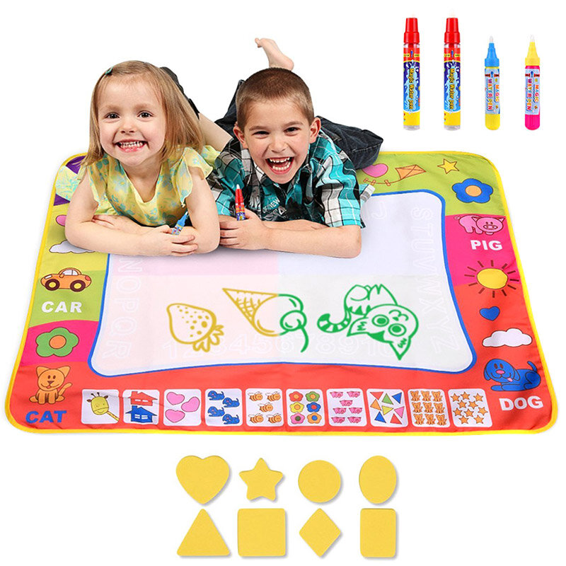 حصيرة رسم مائية كبيرة للأطفال ، لوحة رسم ، الحصير الكتابة ، 4 أقلام ، 8 قوالب ، لعبة تعليمية للأطفال ، طالب