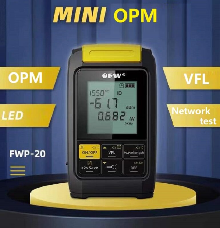 مقياس الطاقة الضوئية عالي الدقة ، جهاز اختبار الألياف RJ45 ، المعايرة الذاتية ، VFL ، OPM ، FTTH ، 4in 1