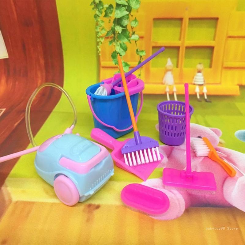 Y4UD 9 قطع أدوات التنظيف المنزلية لعبة تعليمية هدية عيد ميلاد ألعاب البناء