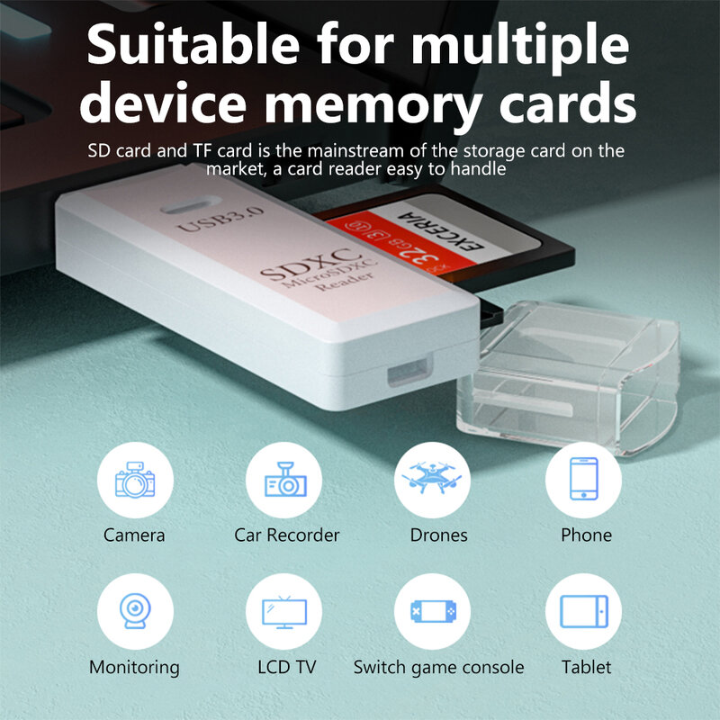 قارئ بطاقة ذاكرة عالي السرعة ، 2 في 1 ، USB 3.0 ، Micro SD ، TF ، كاتب متعدد البطاقات ، محول ، محرك أقراص فلاش ، ملحقات الكمبيوتر المحمول