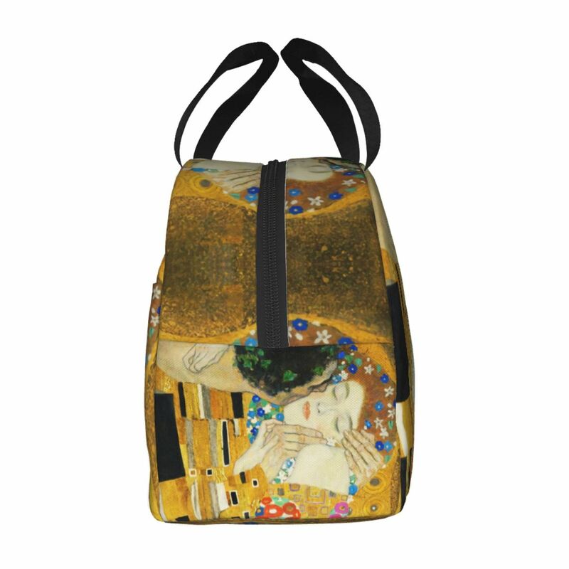 Klimt Kiss معزول الغداء حمل حقيبة للنساء المحمولة الحرارية برودة غوستاف كليمت فريس الفن صندوق الغداء العمل مدرسة الغذاء حقائب