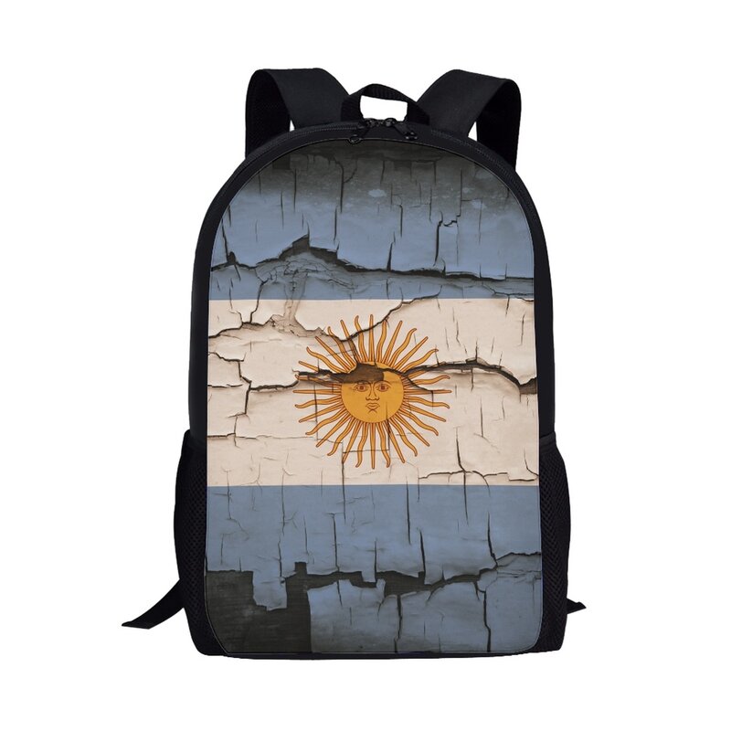 حقيبة مدرسية بسعة كبيرة للأطفال ، حقيبة ظهر غير رسمية للأولاد والبنات ، حقيبة بتصميم بسيط ، علم الأرجنتين ، رجال ونساء