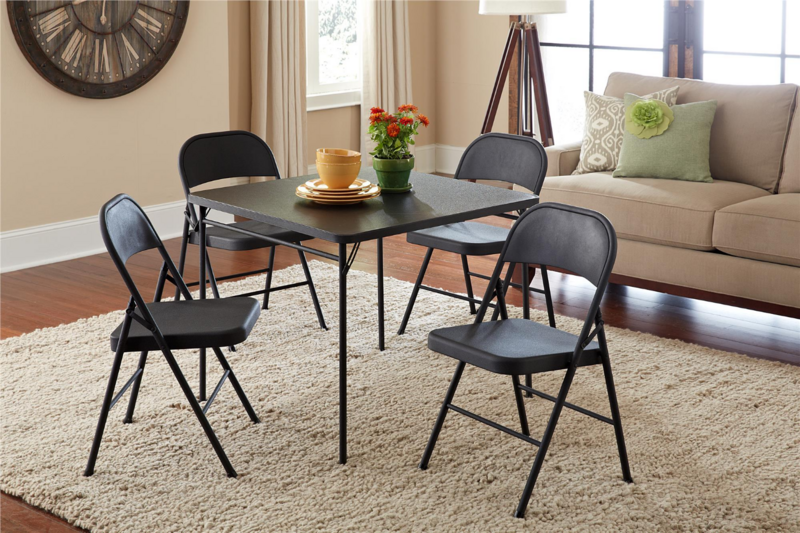 الصلب للطي كرسي (4 حزمة) ، أسود الأثاث لهجة كرسي الحديثة طاولة الطعام كرسي الطعام في الهواء الطلق كرسي وطاولة
