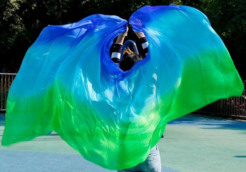 جديد 100% الحرير الرقص الشرقي الحجاب 3-color التدرج الحجاب بالجملة تصميم جديد أداء الرقص الدعائم اليد يلقي الغزل 200 سنتيمتر-400 سنتيمتر