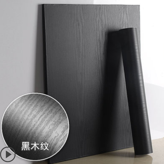 ورق حائط سميك من الخشب الأسود ، ملصق فينيل pvc ذاتي اللصق للأثاث ، خزانة المطبخ ، إلخ.