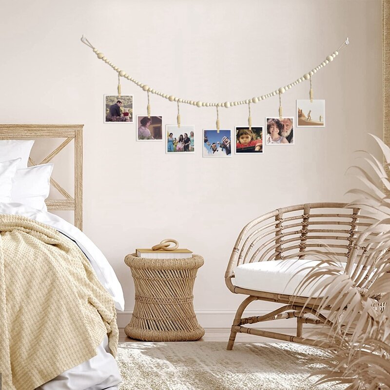 ديكور حائط لعرض الصور المعلقة ، إطار صور مجمعة إكليل ، 7 مشابك خشبية للمنزل والمكتب ، 3 * *