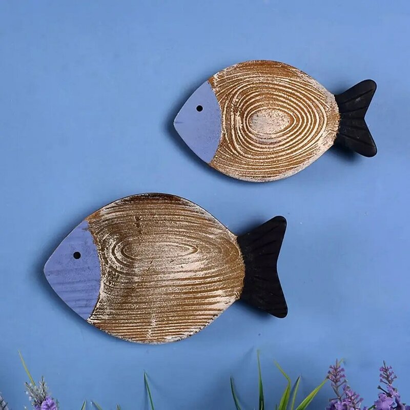 2 قطعة الخشب الأسماك على شكل الجدار الديكور الإبداعية جدار ديكور الأزرق/القهوة الإبداعية جدار الفن تزين البحرية الحمام الأسماك الزخرفية