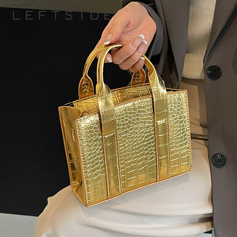 حقيبة كتف من الجلد الصناعي للنساء ، نمط حجر صغير ، حقائب يد بتصميم لطيف ، حقيبة كروس ذهبية أحادية اللون ، أزياء كورية ، ،