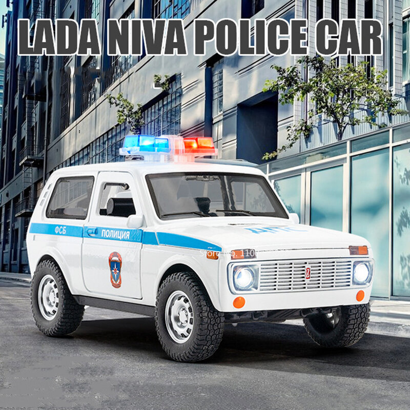 موديلات شرطة لادانيفا ، سيارات مفتوحة 5 أبواب ، سيارات تعمل على سحب العجلات ، ألعاب للأولاد ، هدايا المهرجان ، مقياس سيارة ، روسيا