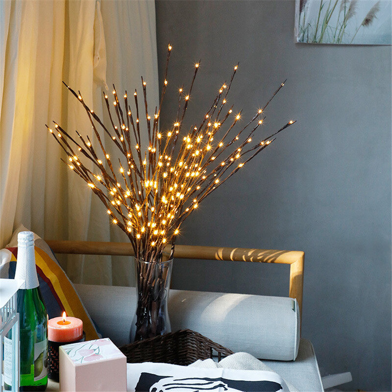 أضواء سلسلة محاكاة لفرع شجرة ليد ، إضاءة ليلية إبداعية ، مصباح حشو مزهرية ، ديكور عيد الميلاد للمنزل ، الغرفة ، غرفة النوم ، 1 روض