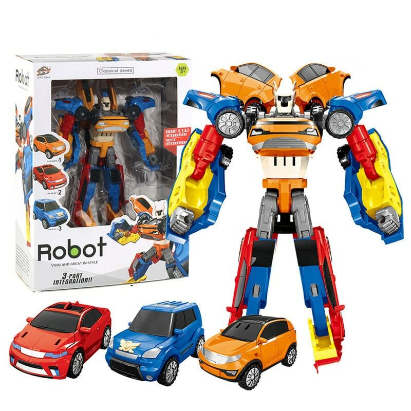 لا صندوق 3 في 1 التحول روبوت عمل الشكل سيارات لعبة اللعب الكرتون الرسوم المتحركة نموذج مجموعة للأولاد هدايا أعياد الميلاد