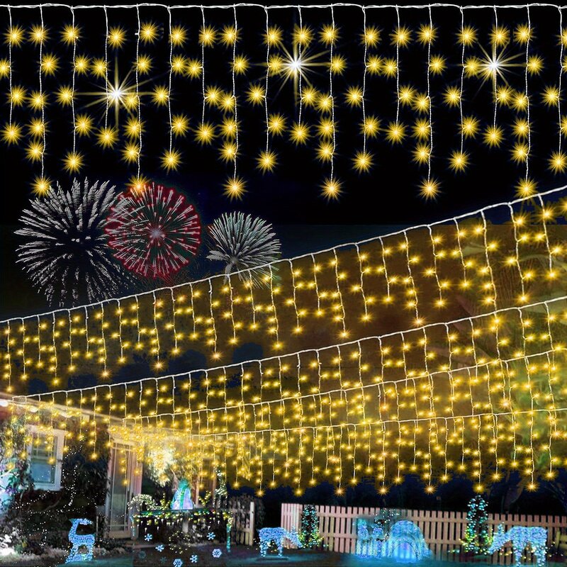 ستائر أضواء LED خارجية ، زينة عيد الميلاد ، شارع جارلاند ، دروب 0.4 متر ، 0.5 متر ، 0.6 متر ، 2024 ، على المنزل ، السنة الجديدة 2024