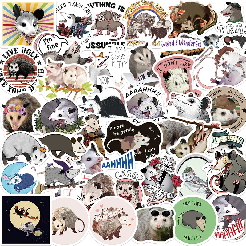 50 قطعة ملصقات الكرتون Opossum ل دراجة بخارية للأطفال الهاتف سكيتبورد المحمول الأمتعة ملصقات Pegatinas