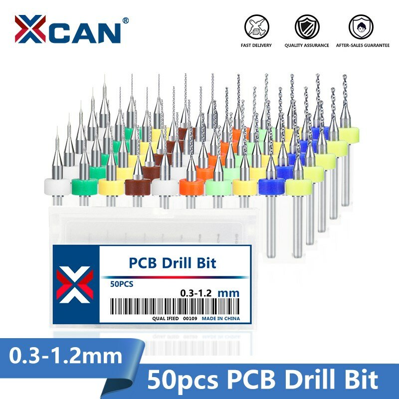 XCAN PCB مثقاب الخشب 50 قطعة 0.3-1.2 مللي متر كربيد مثقاب الخشب للحفر PCB لوحة دوائر كهربائية 1/8 ''عرقوب مايكرو بندقية الحفر