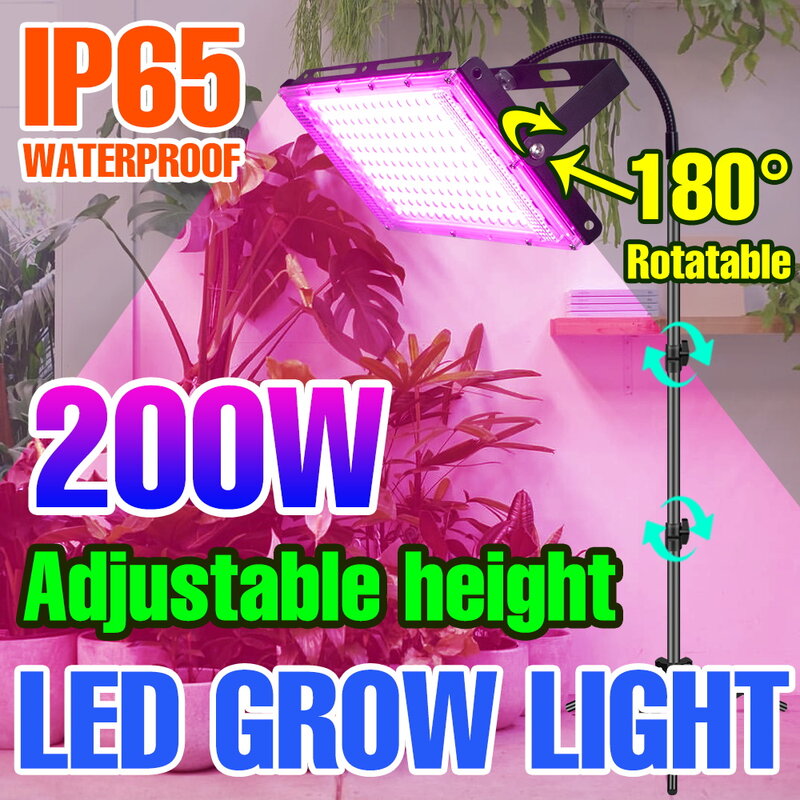 مصباح نمو النبات LED 200 وات IP65 مضاد للمياه فيتو ضوء الطيف الكامل Phytolamp الزراعة المائية Fitolamp مع ترايبود لمبة نمو 220 فولت