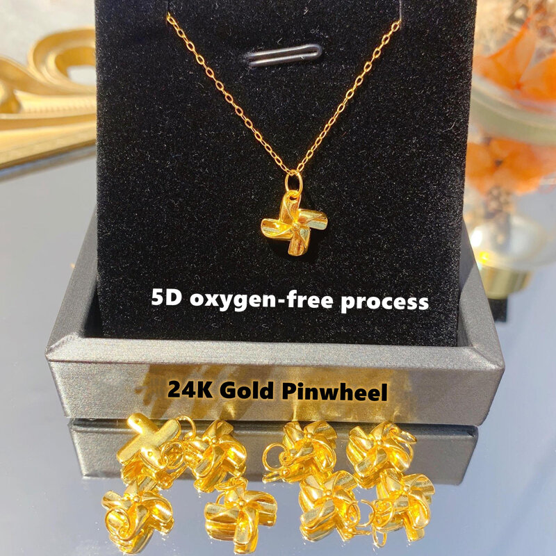 حقيقية 999 وردة ذهبية نقية قلادة رائعة مجوهرات للزوجة وصديقة هدية 24k الذهب أربع أوراق البرسيم قلادة المرأة