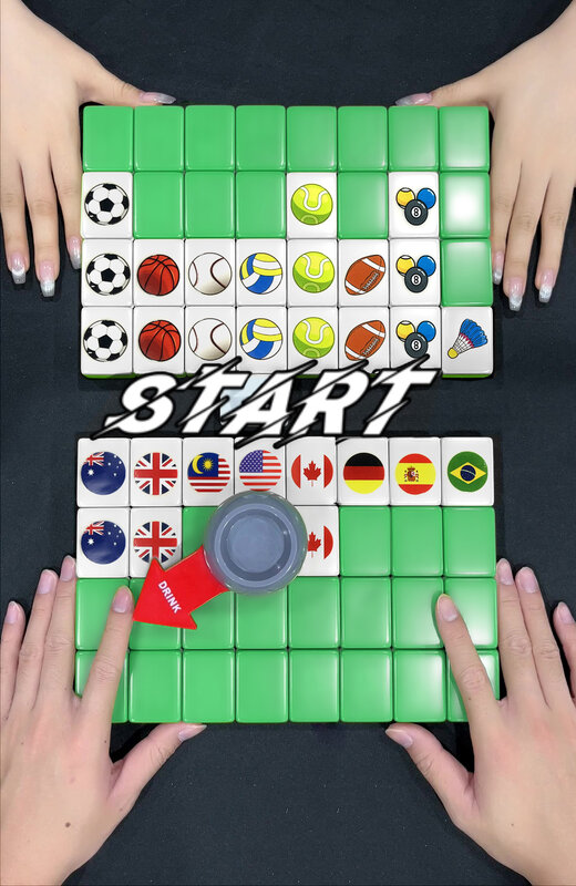 لعبة سفر من mahjong مع نمط كرة العلم والحيوانات ، لعب واحد/مزدوج ، مرح ، لعب ، كتل 64 + 1