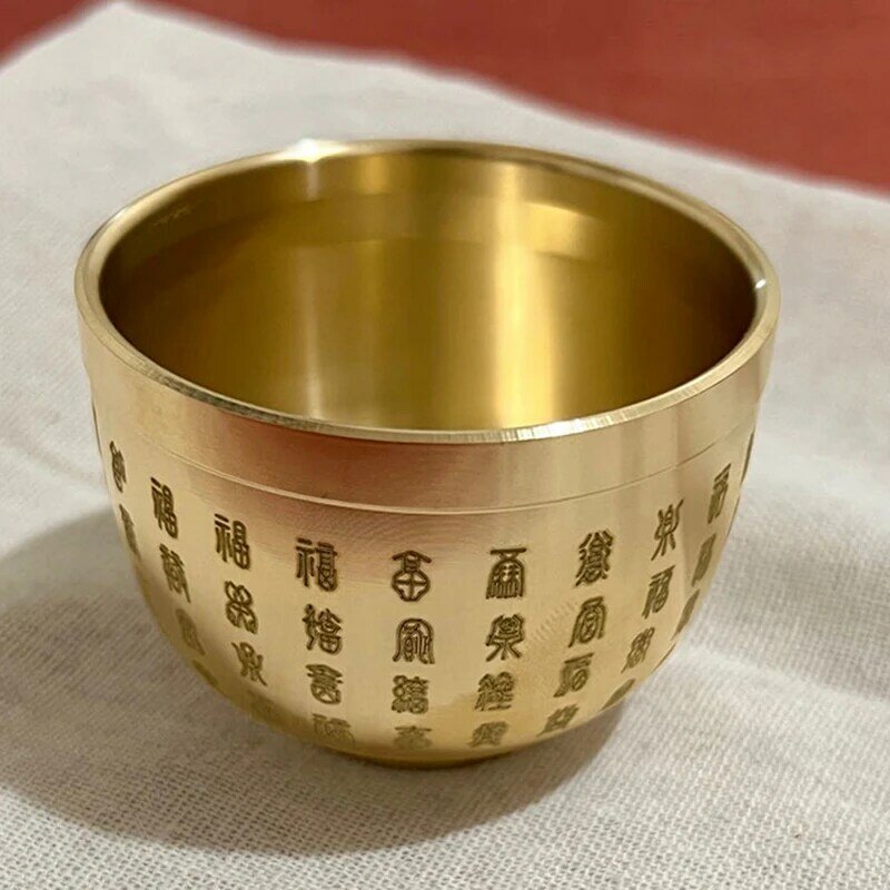 أسطوانة أرز نحاسية نقية من Baifu اسطوانة أرز صغيرة زخرفة منفضة سجائر دراسة هدية ملحقات ديكور المنزل كوب